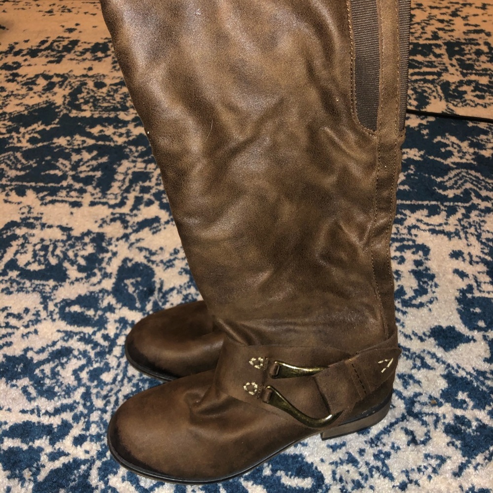 Brown knee high riding boots